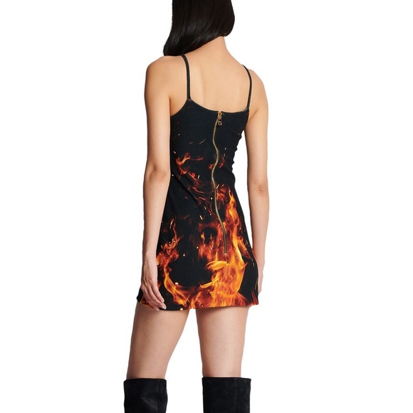 Balmain: Velvet Fire Mini Black Dress - Picture 4 of 16